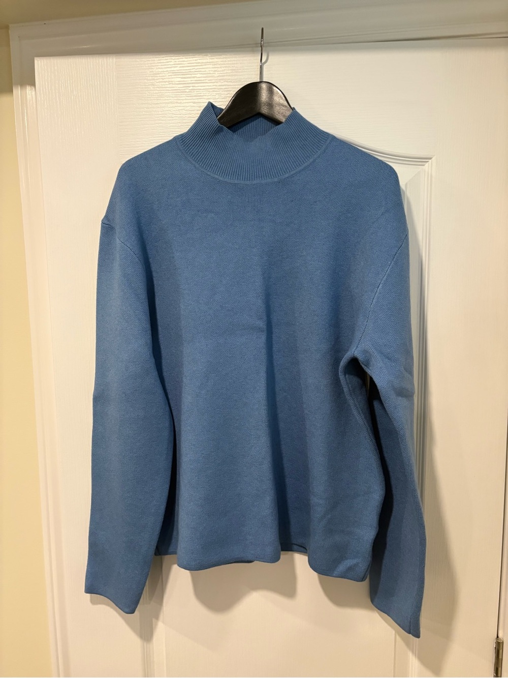 Zara Light Blue Ribbed Mock Neck Sweater